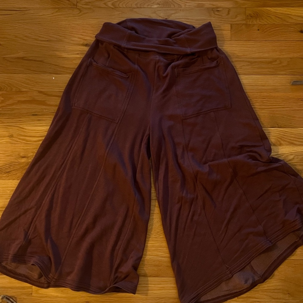 Women's Deep Red Wide-Leg Pants
